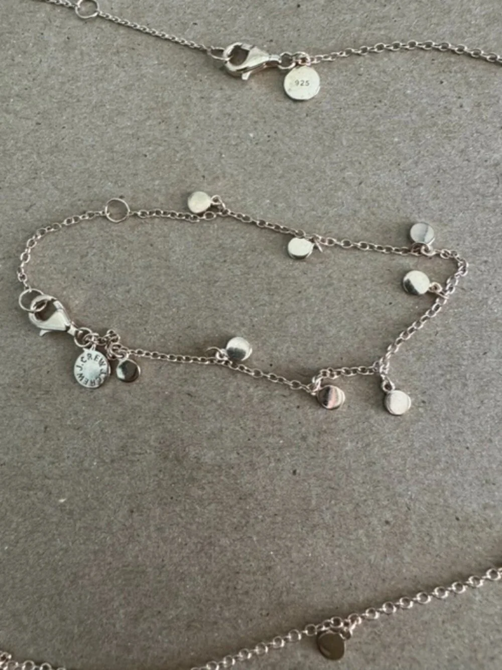 J.Crew 14k gold‑plated dot charm necklace and bracelet in rose gold